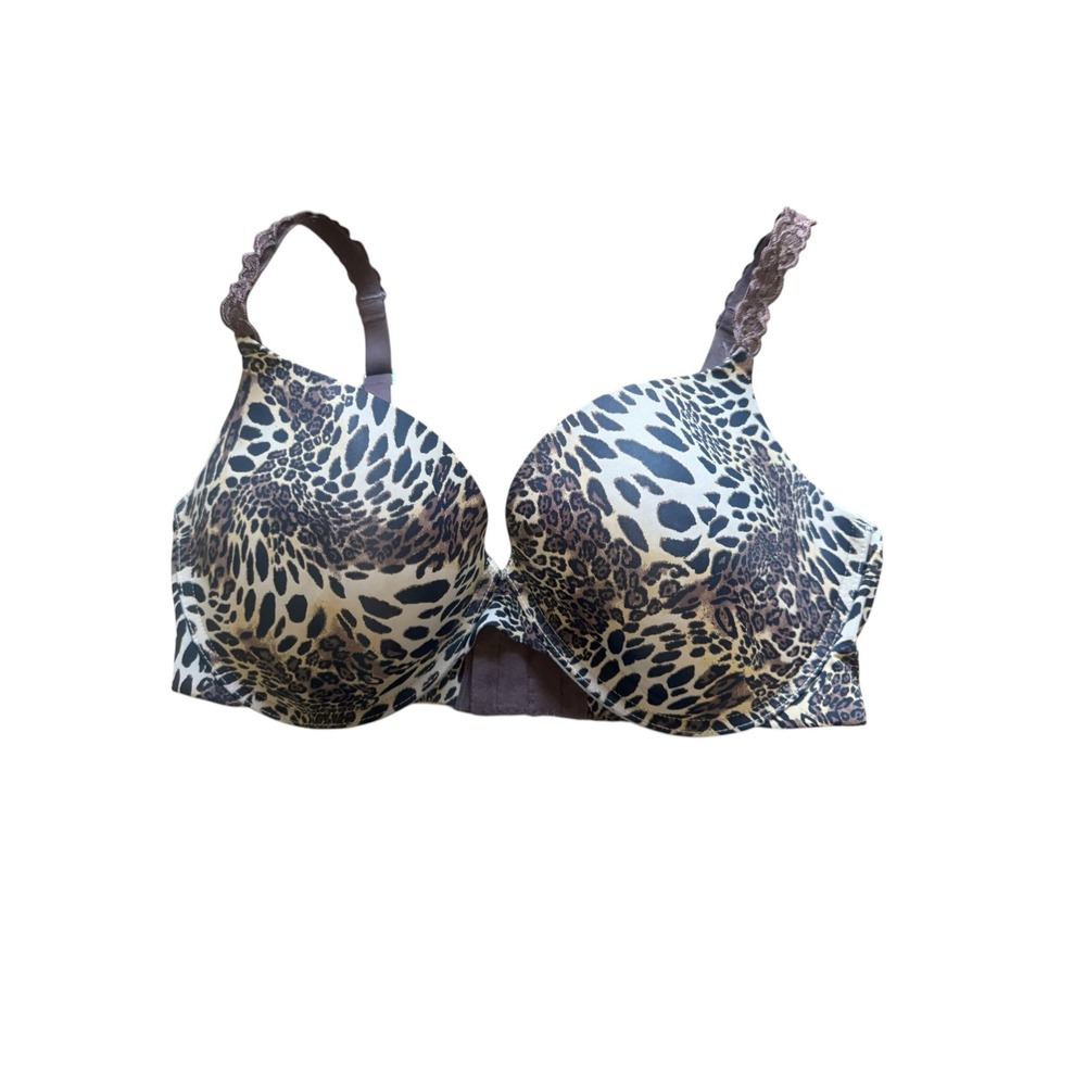 Natori Underwire Bra Women 36DD Brown Leopard Print Excellent Lace Trim Straps